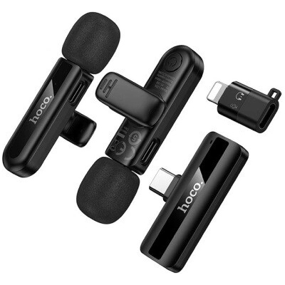 Bezdrátový mikrofon Hoco L20A s dvojitým konektorem Lightning / USB C, černý – Hledejceny.cz