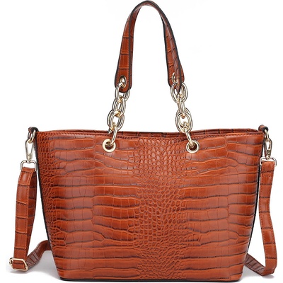 Anna Grace 2dílná dámská kabelka Croc Style AG00773 Tan hnědá