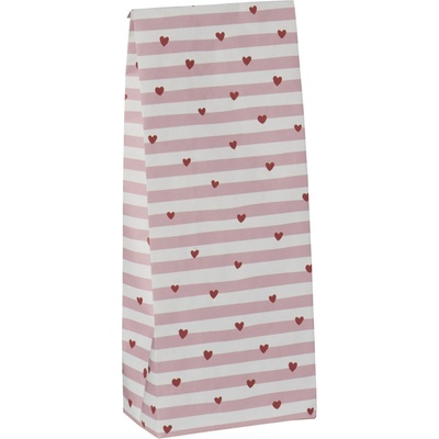 Ib Laursen Papírový sáček Red Hearts / Pink stripes 30,5 cm – set 5 ks, růžová barva, multi barva