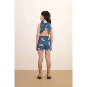 Tinycottons Детски дънков къс панталон BIG SWANS SHORTS (SS26.324)