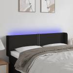 vidaXL LED горна табла за легло, черна, 147x16x78/88 см, плат (3123096)