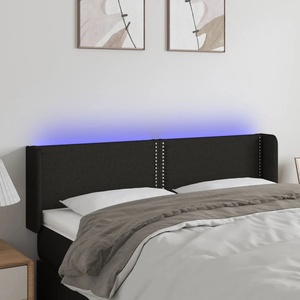 vidaXL LED горна табла за легло, черна, 147x16x78/88 см, плат (3123096)