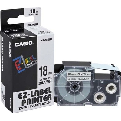 Páska do tiskárny štítků Casio XR-18SR1 18mm černý tisk/stříbrný podklad
