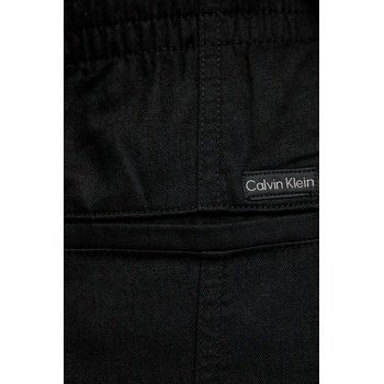 Calvin Klein Jeans Панталон с лен Calvin Klein Jeans в черно със стандартна кройка, с висока талия J20J225340 (J20J225340)