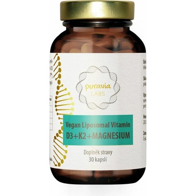 Puravia LABS Vitamín D3 + K2 + Magnézium VEGÁN 30 kapsúl