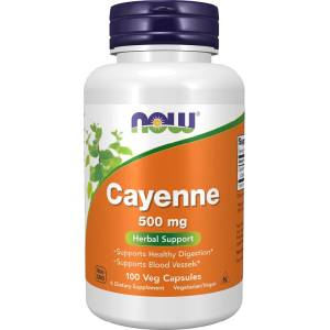 NOW NOW Cayenne 500mg, 100 Veg Capsules - fitnesdobavki - 21,32 лв