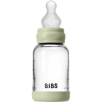 BIBS Стъклена бебешка бутилка Bibs - Със силиконов биберон, 120 ml, Sage (50191250)