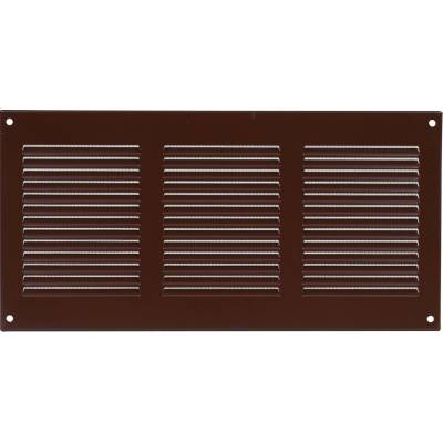 Ventishop KVMh 300x150 kovová hranatá větrací mřížka se síťkou, hnědá