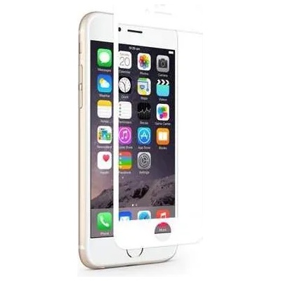 DEVIA Tempered Glass - обхващащо и ръбовете стъклено защитно покритие за дисплея на iPhone 6 Plus, iPhone 6S Plus (бял)