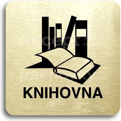ACCEPT Piktogram knihovna - zlatá tabulka - černý tisk bez rámečku