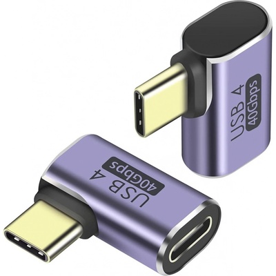 PremiumCord USB-C na USB-C, USB 4.0 zahnutý 90° kur31-40