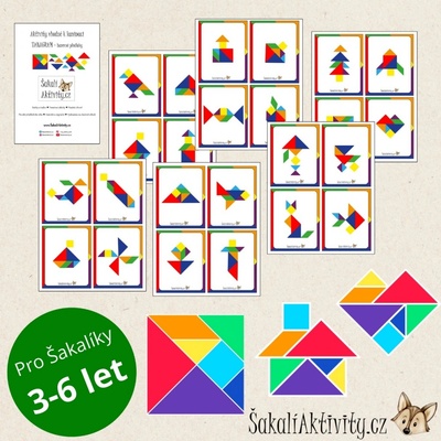 TANAGRAM PUZZLE - barevné předlohy Provedení: Polotovar - tištěný + laminovaný + potřebné doplňky