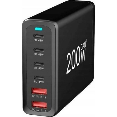 Nabíječka 200W PD 4x USB C 3x QC 3.0 GaN Dokovací stanice pro iPhone