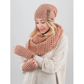 Doke Set háčkovaná čepice a šál b nature peach