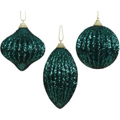 Decoris NENURODYTA_V Vánoční hračka na stromeček Emerald Glitter, modrá