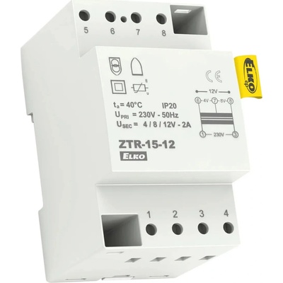 transformátor zvonkový ZTR-15-12V Elko 4, 8, 12V AC