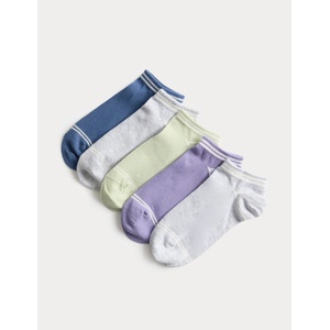 Marks & Spencer Къси чорапи Trainer Liners с високо съдържание на памук, 5 чифта в опаковка (6 малко - 7 голямо) Marks & Spencer сиво Marks & Spencer | Siv | Момчешки | 6-8+