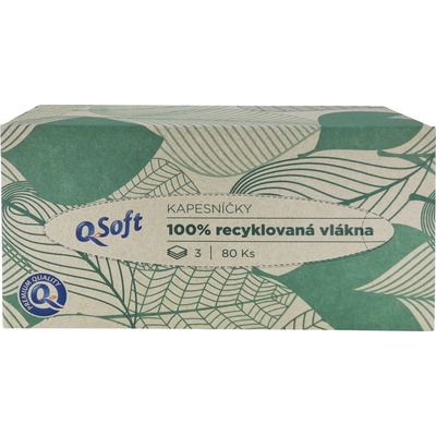 Q-Soft hygienické vreckovky recyklované 3-vrstvové 80 ks