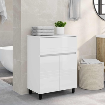 vidaXL Шкаф със светло за баня Бял гланц 60 x 35 x 80 см (889419)