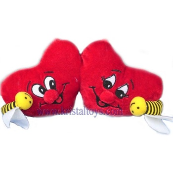 Плюшена играчка Две сърца с пчелички