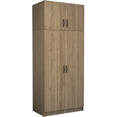 TopMebel Шкаф с две врати от меламин Victoria с шкафче в цвят орех 100x60x240см