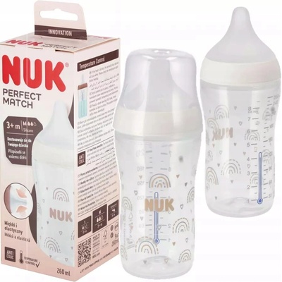 Nuk Perfect Match fľaša s kontrolou teploty white 260 ml