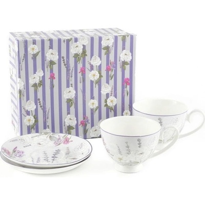 HOME ELEMENTS Porcelánová šálka a podšálka Levanduľa 2 x 250 ml