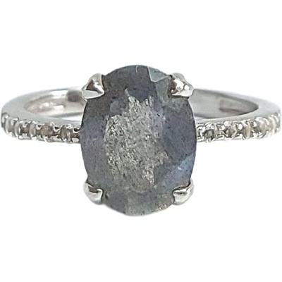 Silenti Jewelry Сребърен пръстен "Лабрадорит" - 9 - 59.5мм (19.1мм диам. )