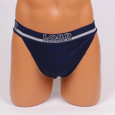 Изрязан мъжки слип в тъмносин цвят с надпис