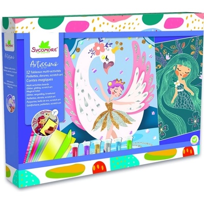 Artissimo XXL kreativní sada vyškrabávání metalická fólie třpytky kouzelné příběhy – Zboží Dáma
