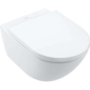 Villeroy & Boch Subway 3.0 - Конзолна тоалетна чиния със седалка SoftClosing, TwistFlush, CeramicPlus, алпийско бяло 4670TSR1 (4670TSR1)