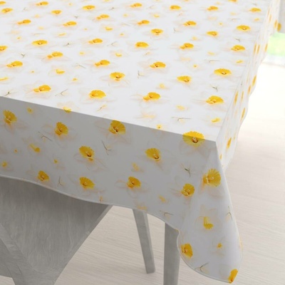 Biante Teflonový obdélníkový ubrus TF-137 Narcisky na bílém 80x120 cm