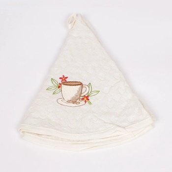 Image 1 of Кръгла кухненска кърпа с бродирана чаша за кафе