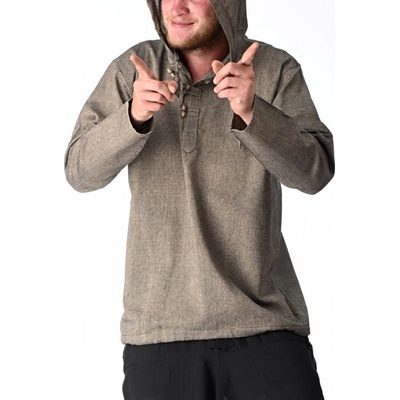 Kurta košile s kapucí hnědo-béžová