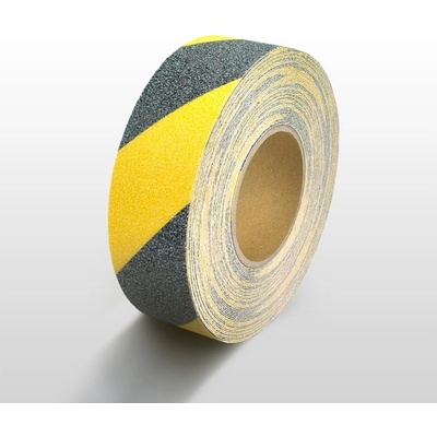 Protiskluzová páska standard WT-5411 – minerální granulát v syntetické pryskyřici, žluto-černá, 25 mm × 18 m
