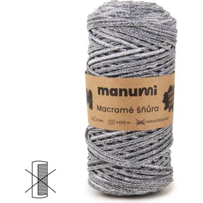 Manumi Macramé šňůra 3mm tmavě šedý melír - 1 ks