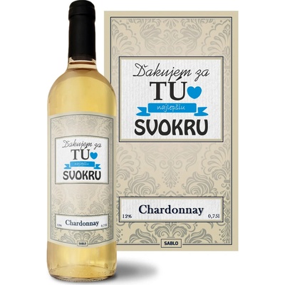 Sablio Ďakujem za tú najlepšiu svokru Chardonnay biele suché víno 12 % 0,75 l (čistá fľaša)