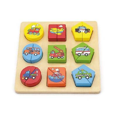 Дървен пъзел от две части - Коли - Viga Toys