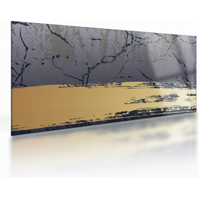 Sklenený obraz - Modrá a zlatá abstrakcia N⁰1, jednodielne 100x50 cm na skle