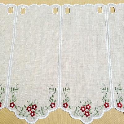Vitrážová záclona KVETY ČERVENÉ 90 cm