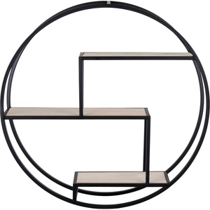 House Nordic Черен/естествен на няколко нива стенен рафт от масивна Пауловния 62 cm Rotterdam - House Nordic (4291040)