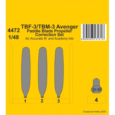 CMK TBF-3/TBM-3 Avenger Paddle Blade Propeller Correction Set for Accurate/Academy kits 1:48