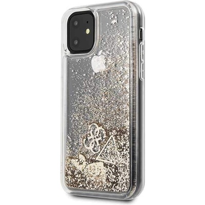 GUESS Glitter Hard Case - дизайнерски кейс с висока защита за iPhone 11 (златист)
