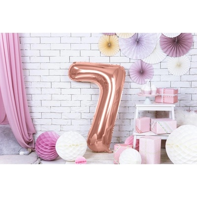 Party Deco FB1M-7-019R Fóliový balón Číslo ružové zlato 86cm 7