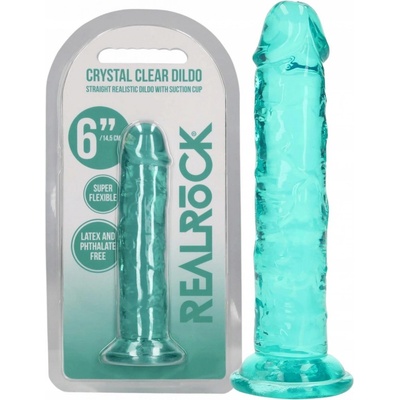 Realrock Realistické dildo s prísavkou 15,5 cm tyrkysové