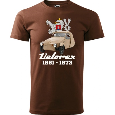 Maverprint Retro tričko Velorex 1951–1973 legenda československých ciest hnedá