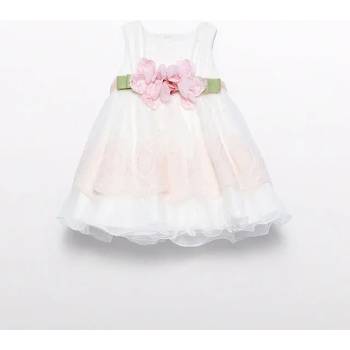 Abel & Lula Официална рокля за бебе момиче в цвят крем с коланче с цветя Abel&Lula