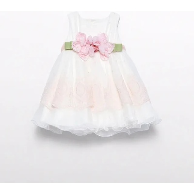 Abel & Lula Официална рокля за бебе момиче в цвят крем с коланче с цветя Abel&Lula
