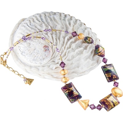 Lampglas Luxusný náhrdelník my art s 24-karátovým zlatom v perlách NRO13