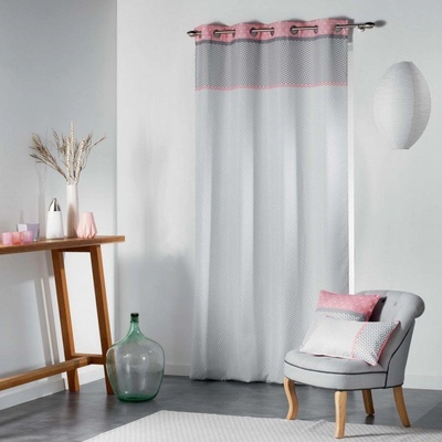 Douceur d'intérieur Závěs MATIK 140 x 260 cm, bílý s růžovou výzdobu bílá